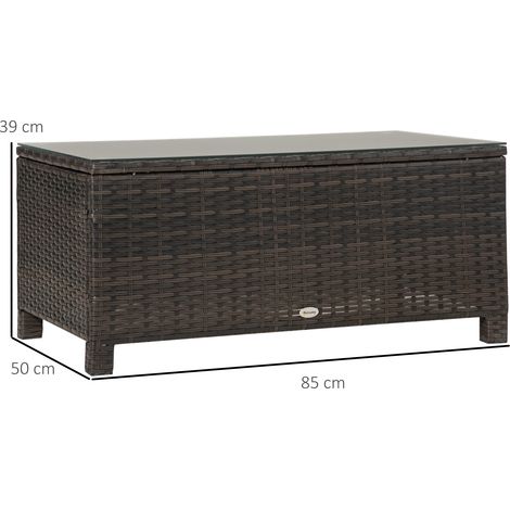 Mesa auxiliar de jardín Outsunny, mesa de centro, mesa de jardín, mesa de balcón, poliratán marrón, 85 x 50 x 39 cm (1/5)