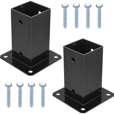 Support Poteau Bois, Support de Poteau de Clôture Carré, Support Poteau à Visser, Support de Fixation Ancrage pour Poteau Bois 70x70 mm, Manchon de Sol pour Pergola Clôture Balançoire (1/5)