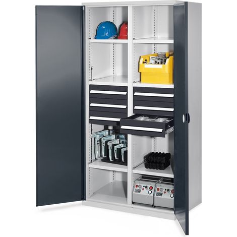 Kappes Schwerlastschränke mit Mitteltrennwand 1950x1000x600mm Doppelwandtüren Modell 53 anthrazitgrau