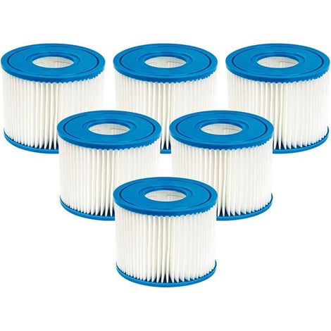Lot de 6 cartouches filtrantes de piscine type S1 compatibles avec Intex PureSpa 29001E PureSpa Catridge
