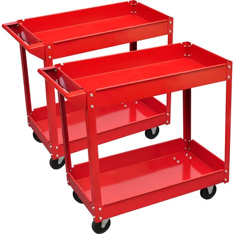 vidaXL Chariots à outils pour atelier 2 pcs 100 kg 2 étagères (1/4)