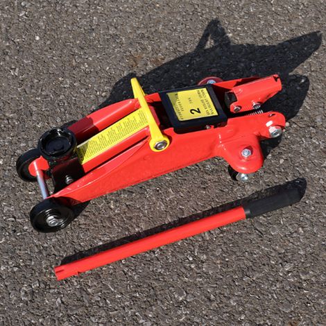 Cric de voiture robuste 2 tonnes rouge, dispositif d'entretien pour SUV, camion et machinerie lourde (1/4)