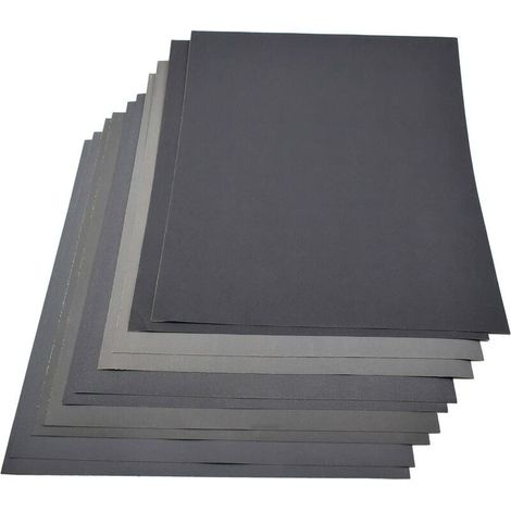 VURAHOME - Papier de verre abrasif, 230 x 280 mm, 2 papiers de verre de chaque type de grain, grains mixtes 800/1000/1200/1500/2000, papier abrasif à sec/humide, papier imperméable, lot de 10 (1/2)