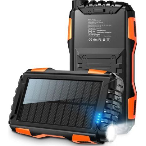 Batterie Externe Solaire 42800mAh - Chargeur Solaire avec Double Sortie USB et Entrée, Power Bank pour Camping, Randonnée, Voyages - Compatible avec iPhone, Samsung et Plus