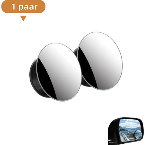 paire - Petits rétroviseurs ronds pour voitures - Haute définition 360° - Grand angle convexe - Réglables - Assistance à la marche arrière avec rétroviseur d'angle mort - Fixation par ventouse - Sans (1/5)