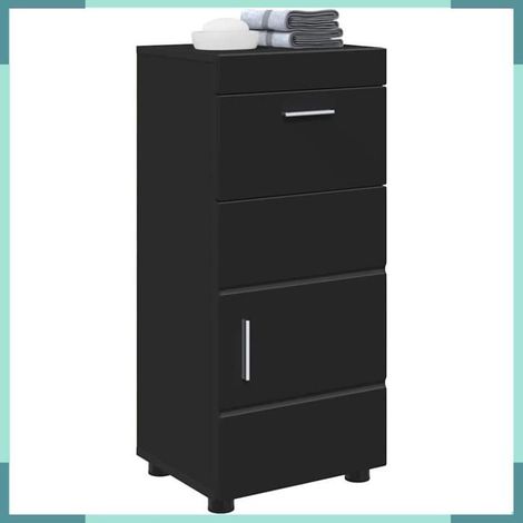 Ensemble d'armoire de salle de bain - Tulum - Noir mat - 2 tiroirs - Grand espace de rangement (1/5)