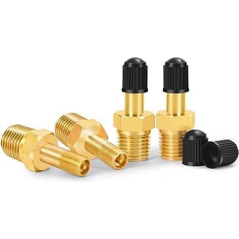 Valvola per serbatoio da 1/4" NPT - 4 pezzi - Valvola Schrader in ottone resistente alla corrosione con attacco maschio NPT da 1/4" - Per l'utilizzo con serbatoi per compressori d'aria (4 pezzi) (1/5)