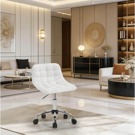 Silla de oficina giratoria regulable en altura, chenilla blanca con ruedas DESVIAE (1/5)