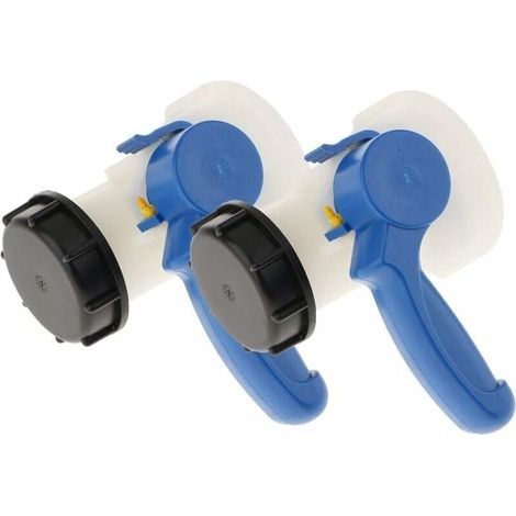 2X Vanne Papillon en PP avec Écrou de 62mm Adaptateur pour Cuve IBC 1000 litres (1/4)
