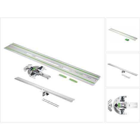 Tope-guía angular Festool FS-WA para carril guía FS/2 corte 60º + prolongación FS-WA-VL + carril guía FS 1400/2-KP 1400 mm (1/5)