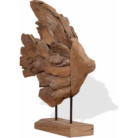 Sculpture de poisson teck 40x12x57 cm (1/5)