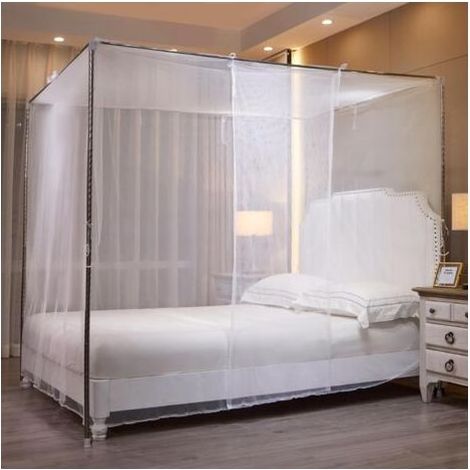 Une moustiquaire blanche de 2,0 x 2,2 mètres avec un rideau en maille simple face pour la décoration de la chambre à coucher (cadre de lit non inclus)