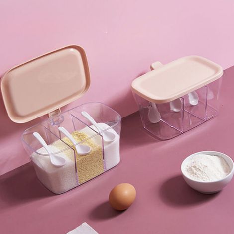 Boîte À Épices - 3 Compartiments - Avec Cuillère Intégrée - Résistant Et Étanche - Pour Cuisine Maison Ou Professionnelle - Lot De 2 (1/5)