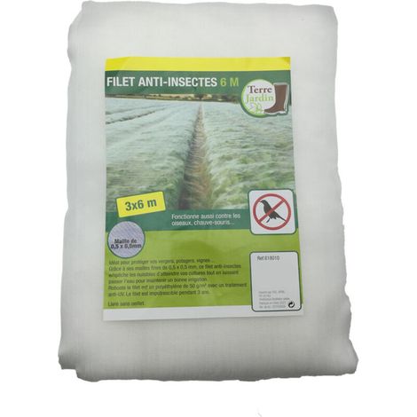 Terre Jardin Filet anti-oiseaux et anti-insectes 6m x 3m Maille 0,5mm Imputrescible 3 ans Traitement anti-UV pour extérieur