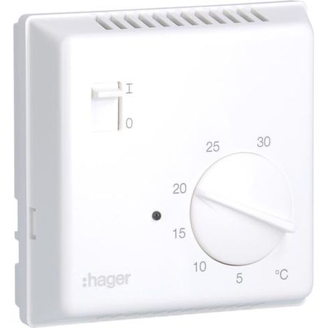 Hager – Thermostat d'ambiance bi-métal pour chauffage eau chaude – Température de régulation précise – Contact à ouverture (1/2)