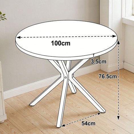 Table ronde moderne avec piètement croisé design, plateau élégant, polyvalente pour salle à manger ou salon, structure stable et gain de place, finition soignée (1/5)