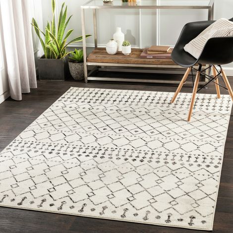 SURYA Tapis Berbère Ethnique Blanc/Noir 152x213 cm (1/5)