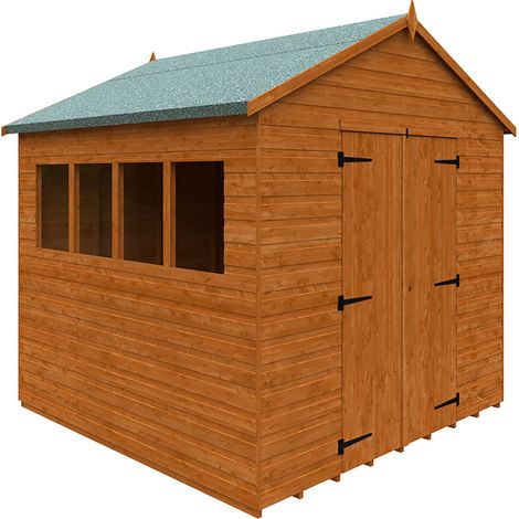 8 x 8 Feet Workshop 12mm Shed - Solid Wood/Softwood/Pine - L235 x W235 x H254.5 cm - Burnt Orange