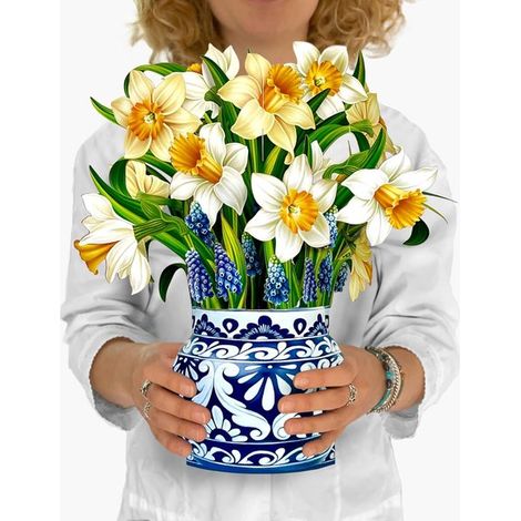 Pop up Karten Englische Narzissen, 30 cm großer, lebensgroßer Blumenstrauß, 3D Pop up Grußkarte, Geburtstagskarte & Genesungsgeschenk mit Blanko (1/5)