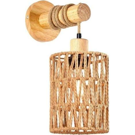 Zylindrische Wandleuchte aus Rattan für die Schlafzimmerbeleuchtung (1/5)