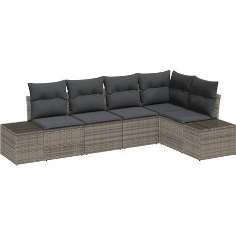 Maison Exclusive - Gartensofa-set 5 pcs Grau Poly-Rattan