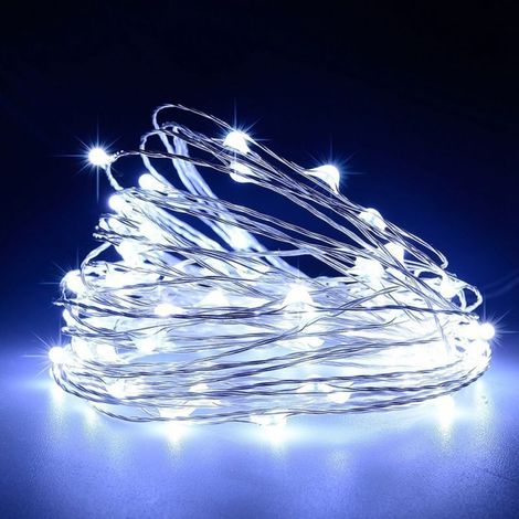Guirlande lumineuse féérique USB, lot de 2 guirlandes étoilées avec télécommande, cuivre étancheLumières (blanches) (1/5)