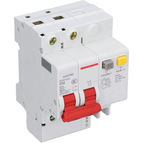 2P modularer DIN-Schienen-Fehlerstromschutzschalter 32A 230V AC DZ47sLE C32, Fehlerstrom- und Überlastschutz, Sicherheitsschalter für Schalttafeln. (1/5)