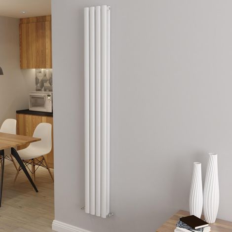 AICA Oval Column Designer Radiator Central Heating Vertical 1800x236mm Double White