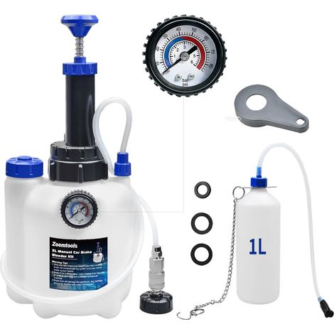 3L Manual Brake Bleeding Kit, Brake Fluid Draining and Replacement Tool, 1L Collection Tank Included + Adapters for Automotive Vehicles (1 Adapter) (1/5)