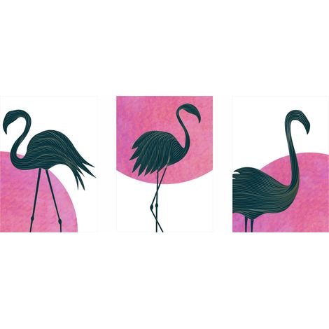 Set di poster - fenicotteri neri su sfondo rosa PLN039 (1/5)