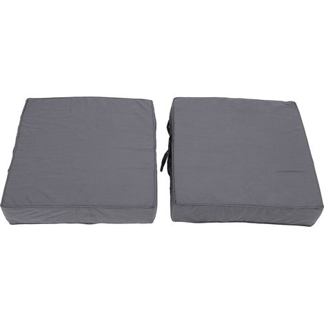 Lot de 2 coussins pour chaise de patio (48 x 48 x 10 cm) avec poignées et housse lavable. Couleur : gris foncé. Convient pour mobilier de jardin. (1/5)