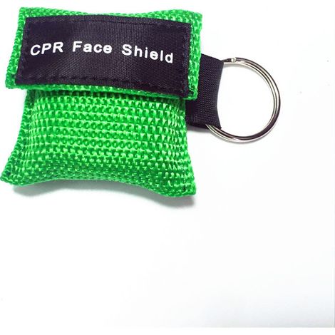10 Green Pack of 10 CPR Face Shield Masks with Keychain Ring First Aid Kit Face Shields for First Aid Training (1/5)