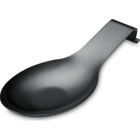 Repose-cuillère noir mat (1 pièce - 24 cm), support en acier inoxydable pour cuisinière, porte-ustensiles de cuisine pour louches, pinces, spatules, etc. (1/5)