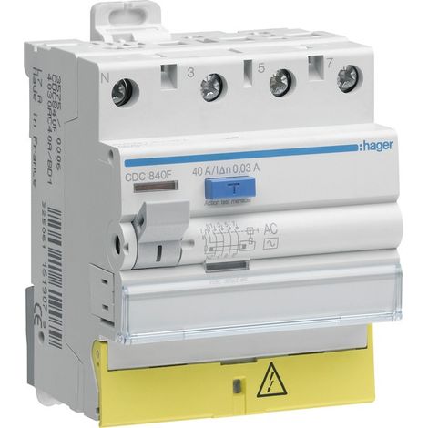 Interrupteur Différentiel 4p Ac 63a Protection Différentielle Haute Sensibilité 30ma - Hager