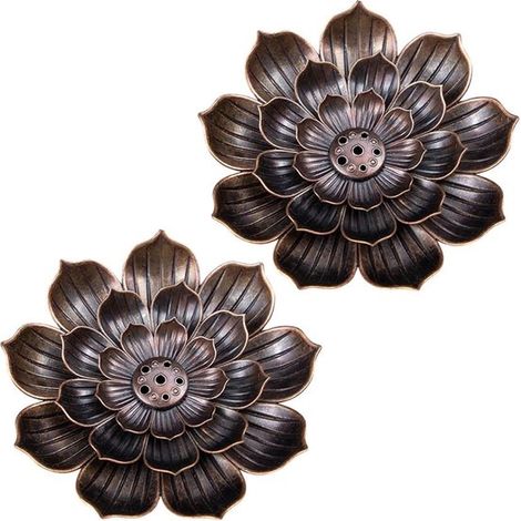 Porta incienso, Porta incienso, Cascada de incienso, Porta incienso de loto, 2 piezas, Marrón oscuro, 8,8 cm, Quemador de incienso de loto (1/5)