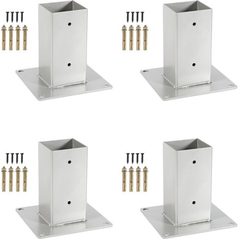 SWANEW 4x Manicotto a vite Bullone quadrato quadrato Pali per recinzione Base per pali pergola 70x70mm (1/5)