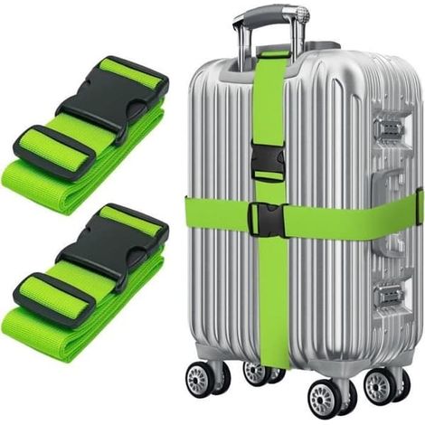 SABIR-Sangles de bagage réglables avec boucle, ceinture élastique, bandoulière pour valise, sangle de voyage, boucle de valise, 2 pièces (1/4)