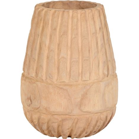 Jarron Madera Paulownia 32X32X42 Tallado Natural (1/5)