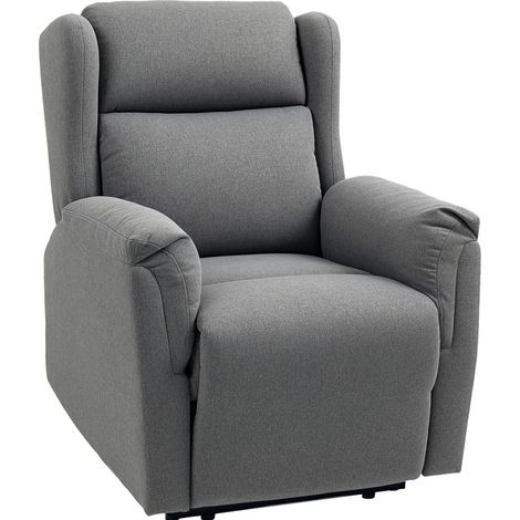 Sillón relax reclinable de lino gris oscuro con muelles ensacados, 150 kg (1/5)