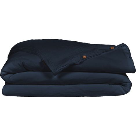 Housse de couette gaze de coton double 220 x 240 cm bleu nuit - PEPA 3 (1/5)