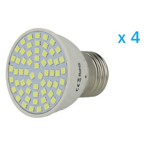 4 PZ Lampade Led E27 Spot 3,5W=35W Bianco Freddo Diametro 50mm Con 60 smd 2835