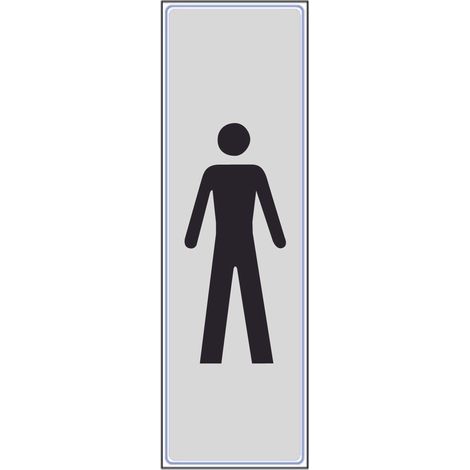 Plaque de porte Toilettes hommes verticales - Classique argent 170x45mm - 4321363