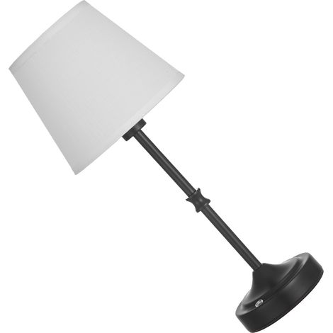 Mophorn Kabellose Tischlampe mit Stoffschirm und integriertem 5200-mAh-Akku, dimmbare Schreibtischleuchte (3 Helligkeitsstufen, 16 x 16 x 40 cm), ideal für Bartheken, Schwarz