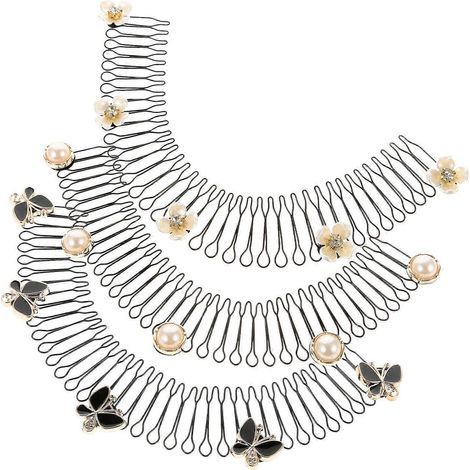 Set mit 3 U-förmigen, unsichtbaren Haarkämmen, Haaraccessoires für Damen – 20,00 x 3,00 x 1,20 cm (1/3)