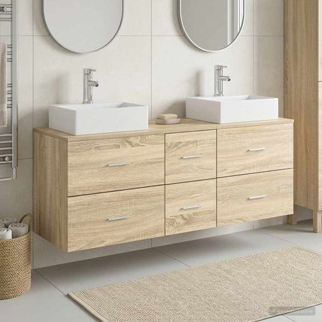 vidaXL Bathroom Cabinet Set 3 pcs Sonoma Oak 129 x 41 x 79.5 cm (1/5)