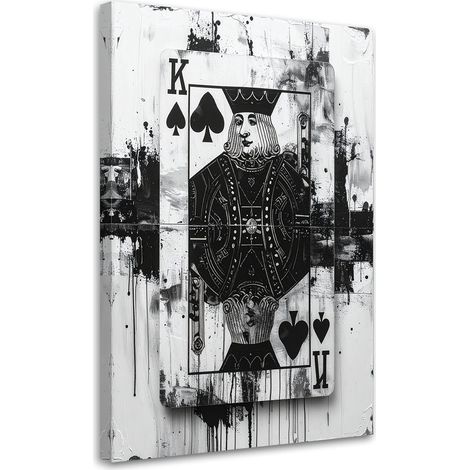 Stampe su Tela, Carte Re di Picche Gioco d'azzardo Bianco e Nero Astratto, 40x60 (1/5)