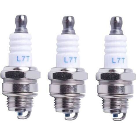 Bougies d’allumage L7T pour tronçonneuses et tondeuses à gazon – Compatible avec moteurs 2T/4T petits volumes, équivalent NGK BPMR7A / Champion RCJ6Y / Bosch WSR6F – Lot de 3 pièces (1/5)