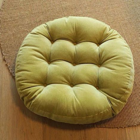 Coussin de siège japonais Tatami en coton épais, 55cm8cm,tapis de sol rond épais, pouf futon, coussin touffeté pour yoga,Vert (1/5)