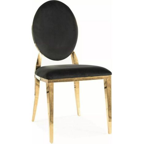 Chaise en velours "King" - Velvet - Noir/Dorée - l 47 x H 95 cm - Livraison gratuite (1/5)