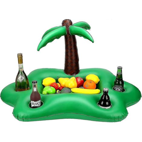 Porte-gobelet gonflable en forme de noix de coco, vert, portable et flottant, idéal pour servir des boissons, des salades et des fruits. Accessoire parfait pour la piscine, les fêtes et les loisirs d' (1/5)